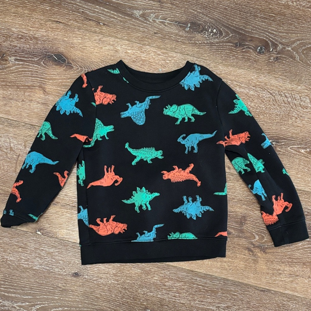 Cat & Jack Black Sweatshirt with Dinosaur Print